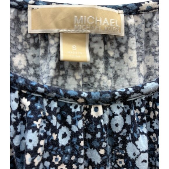 Michael Kors Womens Navy Blue Floral Pull Over Top Size Small - Picture 4 of 4